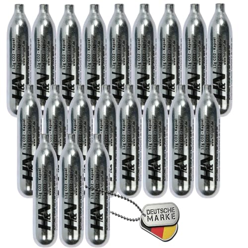 20 x 12g Co2 Kapseln für Airsoft Pistole, Softair, Painball, Luftpistole oder Luftgewehr - H&N Sport CO2 Patronen Kapsel