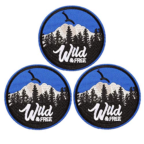 U-Sky Aufnäher zum Aufnähen oder Aufbügeln, Waldpark-Ranger-Aufnäher zum Aufbügeln, für Kleidung, Abenteuer, Outdoor, Wildfreie Applikation für Jeans, Berg für Jacken, Rucksäcke, 3 Stück