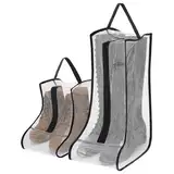 Tucnoeu 2 Stück Tragbare Stiefeltasche mit Griff, Wasserfeste Staubdicht Schuhbeutel Transparent Schuhsack für Zuhause und Reisen