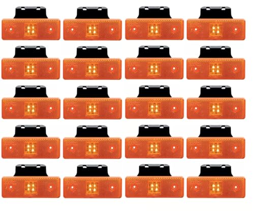 Generisch 20x LED Begrenzungsleuchten 12V Orange Positionsleuchten + Halterung E13 Prüfzeichen Markierung SMD Neu OVP Anhänger PKW LKW KFZ Landtechnik Traktor Schleppdienst