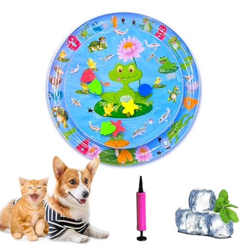 Gienslru Aquanap Für Katzen, Wassermatte Katzen Kratzfest, Verdickte aufblasbare Wasserspielmatte, kühlen Komfort für Haustiere, Pet Water Bed for Indoor and Outdoor Use (J)