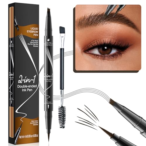 Augenbrauenstift, Augenbrauenstift Wasserfest, 2-in-1 Dual-Ended Wischfest Eyebrow Pencil Kann Leicht Natürliche Augenbrauenfarbe (02 Dunkelbraun)