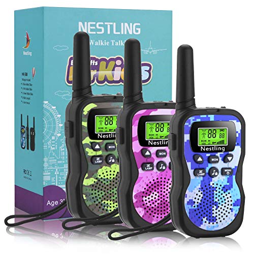 Nestling Walkie Talkie für Kinder, Camouflage im Freien, 8 Kanäle, 2-Wege-Radio, Spielzeug, LCD-Taschenlampe mit Hintergrundbeleuchtung, 3-Millimeter-Reichweite für Kinderaktivitäten