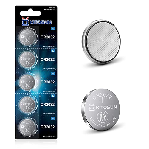 Kitosun Batterien Knopfzellen CR2032 3V - Lithium Coin 3-Volt 2032 Knopf Batterie Ersatz für Apple AirTag Elektronische Kleingeräte Autoschlüssel Fernbedienungen LED Kerzenlicht Waagen (5-Stück)