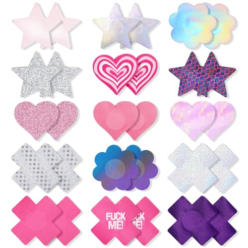 Glitz Pasties 30 Stück Nipple Patches Selbstklebend Nippelabdeckungen Aufkleber für Frauen Nipple Pads Brustaufkleber Selbstklebendes Nippelpads Sexy Nipple Cover Nippelabdeckungen Nipple Sticker