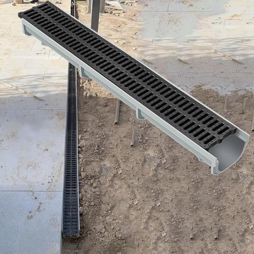 Dachrinnenschutz Dachrinnen Rinnenablauf 25 30 cm breite Entwässerungsrinne für Einfahrten, Rinnensysteme aus Harz mit herausnehmbarem PE-Rost, Plazas Rasen Garage Gutter Guard mit Anti-Rutsch-Design(