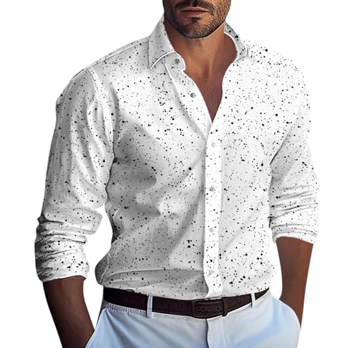 Generisch Langarm Poloshirt Herren Hemd Slim Fit Herren Herren Hemd Langarmshirt Herren Leinenhemd Herren Sommer Slim Fit Hemd Herren Oktoberfest Hemd Herren Hemd Weiß Hemd Weiss Herren Weiß 3XL