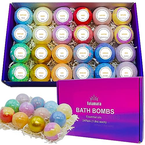 Fafamara 24 Stück Badebomben Geschenk, Bio-Badekugeln mit natürlichen Inhaltsstoffen für sie/ihn/Freundin/Ehefrau zum Geburtstag und zu Ostern