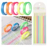 5 Rollen Highlight Strips and 1 Packung Lange Haftstreifen Abnehmbare Fluoreszierende Farbige Tags Farbiges Transparentes Klebeband Transparente Notizzettel Textmarker-klebeband Für Lehrer Schüler