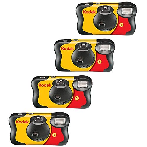 Kodak Fun Saver Einwegkamera mit Blitz, 35 mm, Einwegkamera mit Blitz, 27 Belichtungen, 4er-Pack