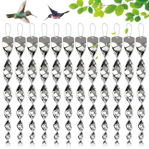 12 Stück Reflektierende Vogelschreck, Reflektierende Windspirale Vogelabwehr, Taubenabwehr Balkon zur Vogelabwehr Vogelschreck, zur Dekoration für Balkon und Garten