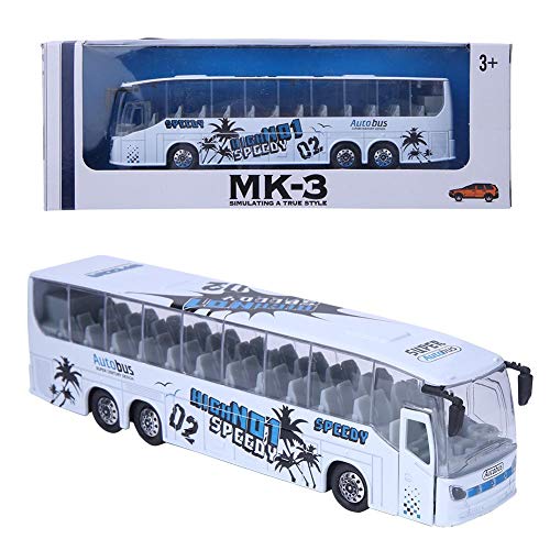 Tnfeeon 1:50 Simulation Pull-Back Alloy Bus Toy, Simuliertes Busfahrzeug aus Aluminiumdruckguss Modellspielzeug mit Unterhaltungsmusik für Kinder Kinder Mädchen(Weiß)