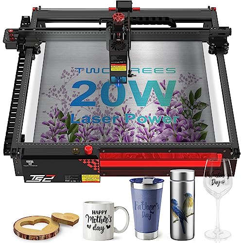 Twotrees TS2-20 W Lasergravierer, 130 W Hochenergie-Lasergravurmaschine, 20 W Ausgangslaserschneider und Graviermaschine DIY-Lasergravierer für Holz/Metall/Glas