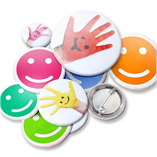 Kopierladen Karnath GmbH 5 Stück personalisierte Buttons/Badge Pin/Anstecker - Ø 59 mm - mit eigenem Foto, Logo, Text oder Bild selbst gestalten, rund, ideal für Logos oder Emojis