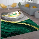 ARUGYTEI Teppich Kurzflor,Abstrakt dunkelgrün, grau, Gold,170 x 240 cm, Teppiche für Wohnzimmer Schlafzimmer Schule, Versammlungsraum, Büro, Kindergarten, Restaurant,Dark Green