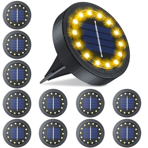 GIACOMO Solar Bodenleuchte 14 LED, Solar Gartenleuchten für Außen IP65 Wasserdicht, Solarleuchte für Garten Außenleuchte außen, für Garten, Rasen, Gehweg, Patio, Auffahrt