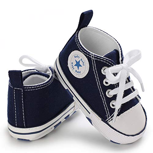 Sehfupoye Baby Mädchen Jungen Turnschuhe Kleinkind Schuhe Canvas Erste Wanderschuhe Neugeborene Anti-Rutsch Prewalker Turnschuhe für 6-12 Monate