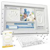 Baby fussabdruck set mit NAMEN und Geburtsobjekthalter.Handabdruck baby & fussabdruck baby mit Ton markiert.Erinnerung an abdruckset baby. Fußabdruck baby mit Rahmen, DIY baby fußabdruck getestet