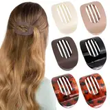 6er-Pack Haarklammer, Haarspangen Damen, Flache Krallenspange, Mittelgroß, Runde Haarspange zum Hineinlegen für Dickes und Dünnes Haar