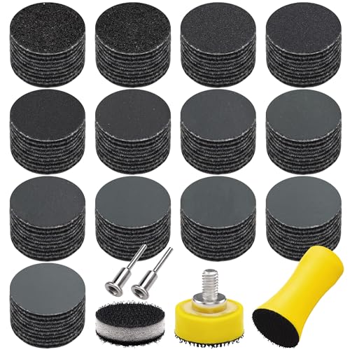 SIQUK 130 Stück Schleifscheiben Klett 25mm Nasse Trockene Schleifpapier Schleifpads Körnung 60-5000 Schleifblätter Sandpapier Rund für Auto Polieren Holz Metall