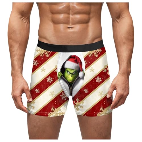 BHXUTK Weihnachten Boxershorts Herren Boxershorts Herren Weihnachten Lustige Unterhosen Männer Weihnachtsstring für Männer Leicht Bequeme Weihnachtsunterhose Shorts Weihnachts Männergeschenke
