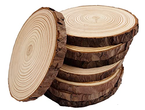 Unlackierte Holzscheiben mit Baumrinde, 8 Stück, 14-15,2 cm, Scheibenuntersetzer, Holzuntersetzer, Bastelset, Kreise, Basteln, Weihnachtsschmuck, Basteln, mit Rinde für Handwerk, rustikale Hochzeit