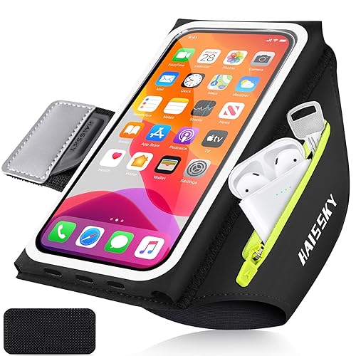 Handytasche Joggen mit Kopfhörertasche, Razobws Armband Handy Arm Strap Band Hülle für iPhone 16 15 14 13 12 11 Pro Max Galaxy S24 S23 Ultra wasserdichter Gürtel mit verstellbarem 17,2 cm (6,8 Zoll)