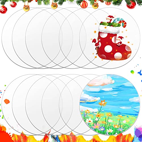 CODIRATO 12 Stück Klare Acrylplatten Runde 20cm Acrylrohlinge Blanko Acrylscheibe Transparente Acryl Rohlinge Acrylscheibe zum Malen Acryl Kreisscheiben für DIY Handwerk Projekt Bilderrahmen Display
