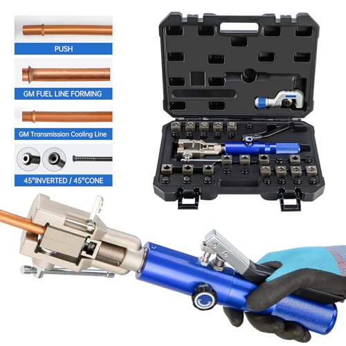 Hydraulische Bördelwerkzeug-Kits, 45°-Doppel-Bördelwerkzeuge, Bremsenreparatur-Bördelwerkzeug für 3/16-Zoll-1/2 Zoll, Brems-Flare-Werkzeug mit Rohrschneider, 33-teiliges Bördelwerkzeug für