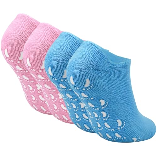 2 Paar Silikonsocken für Füße,Feuchtigkeitsspendende Fussmaske Hornhaut Socken,Fußpflege Socken für Männer und Frauen Füße Wiederverwendbar zum Erweichen Nagelhaut für Trockene, Rissige und Verhornte