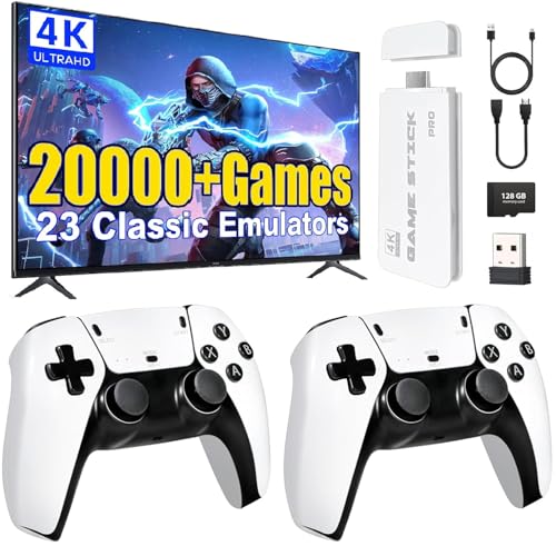 2025 Upgrade Retro Konsole Game Stick, 21.000+ Klassikern Spiele, Plug & Play für TV HDMI mit 2 Wireless Controllern, Ideal Für Familien & Nostalgie-Gamer (Enhanced-Edition)