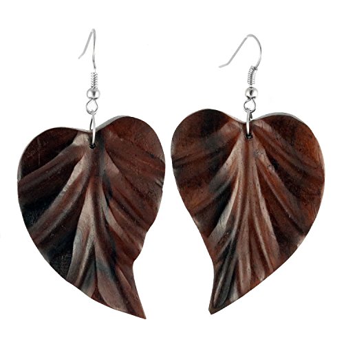 ISLAND PIERCINGS handgefertigte Ohrringe Hänger Blatt aus Holz ER287