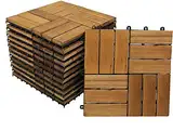 SAM Holzfliese 02, Akazienholz massiv + geölt, 11 Fliesen für 1m², 30x30 cm, Bodenbelag mit Drainage, Balkonfliesen/Terrassenfliesen/Klickfliesen