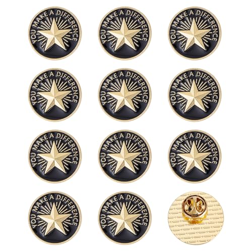 NICENEEDED 12 Stück Anstecknadeln „Mitarbeiter des Monats“ 1.0 Zoll Staff Star Wertschätzung Motivation Emaille Pin Staff Performance Alloy Pins Für Award Staff Team