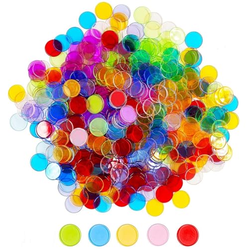 200 Stück Transparente Math Game Marker, Transparente Bingo-Zählchips, Zählen Farbige Chips, Kunststoff-Bingo-Chips-Marker (Zufällige Farbe)