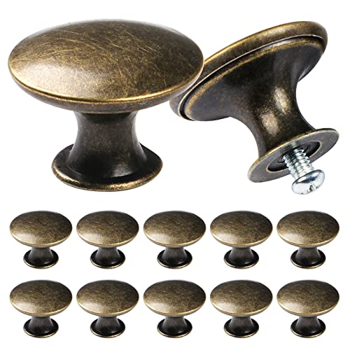 TsunNee Schrankknäufe im Vintage-Stil, schicke Schubladenknäufe, Antik-Bronze, Küchenschrankgriffe, 30 mm, runde Möbeltürknäufe, 24 Stück