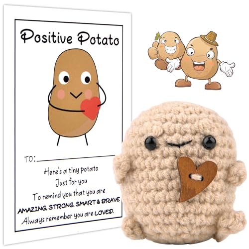 Pocket Hug Positive Kartoffel, Positive Potato Herzform Glücksbringer, Kreative Strickwolle Puppe Mutmacher Geschenk, Ostergeschenke Kinder Kleine Geschenke für Frauen Kollegen Freund