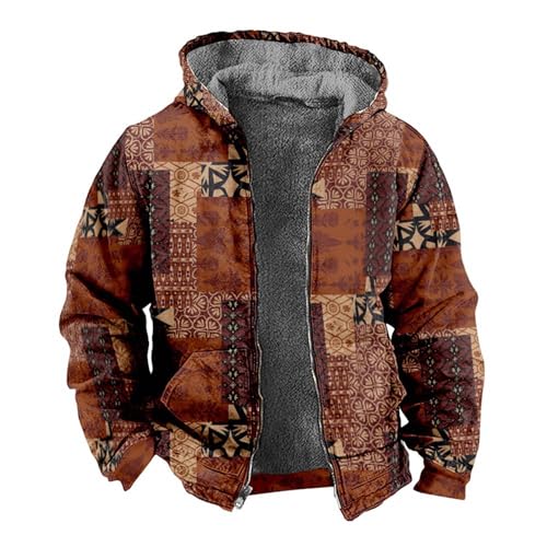 SRZYMJ Braun Herrenjacke durchgehender Reißverschluss lässige winddichte Bomberjacken Winter warm gepolsterte Mäntel Jacken Jacke Sommer Leicht Tweed Jacke Fahrrad Kleidung Softshell Jacke Hemd