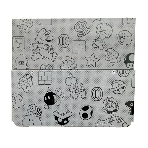 Maßgeschneidert für New3DS Extra Frontplatte Ersatzschalen Mario Grey Limited Edition, für neue 3DS kleine Handheld-Spielkonsole, oben und unten, weiß/schwarze Rückabdeckplatten, äußere Abdeckplatte