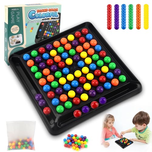 Audasi Intellektuelles Schachbrett Doppelduell Regenbogenball Eliminationsschach Brettspiel Lustiges Tischstrategiespiel Familienspiel Partyspiel für Kinder und Erwachsene(100 Bälle)