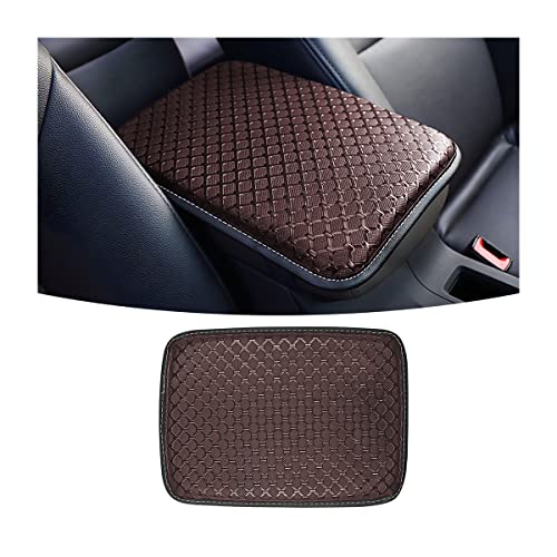JNNJ Universal Center Console Lederpolster, Wasserdichte Auto Armlehne Sitz Box Cover Schutz, Universal Interior Auto Mittelkonsolenabdeckung für Fahrzeuge(Braun)