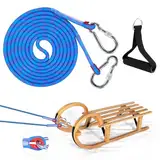 Schlittenseil Mit Karabiner,Dickes Schlittenseil Durchmesser 10mm,4M Schlittenleine Mit Griff,Premium Leine für Schlitten,Schlitten Zugseil,Schnur für Schlitten,Schneeschlitten(Blau)