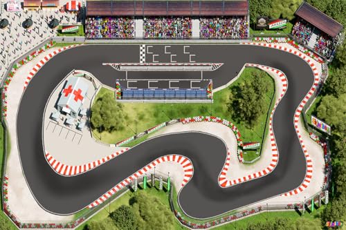 SkippiDoo Rennstrecke – Straßenteppich und Autoteppich für Kinder – Kinderzimmer-Teppich mit Antirutsch, ideal für Spielspaß mit Autos, Race Track im Formel-1-Stil (180 x 120 cm)