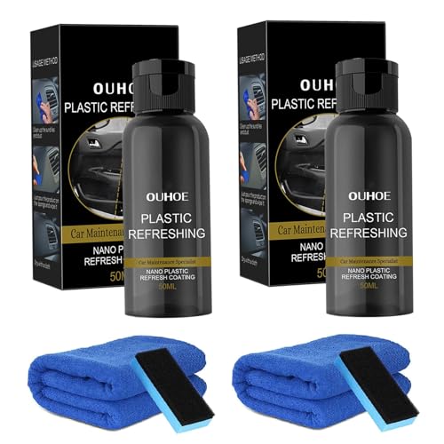 Reparaturmittel für Autokunststoffe, 2 Stück 50ml Revitalisierendes Beschichtungsmittel für Kunststoffe, Plastic Revitalizing Coating Agent, Auto Kunststoffteile Runderneuerungsmittel