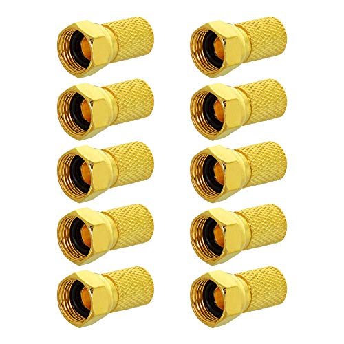 10x Sat F-Stecker 6,5-7 mm + Dichtungsring vergoldet TV Koaxialkabel Antennenkabel