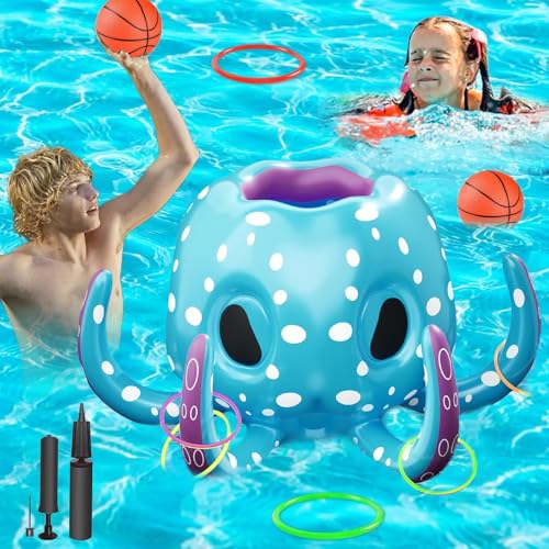 CHENBOOW Pool-Basketballkorb,Schwimmender Basketballkorb,Pool Spielzeug,Schwimmbad Spielzeug,Ringwurfspiel Kinder,Aufblasbares Spiel,für Beachparty Hawaii Party Schwimmbad Strand