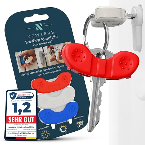 NEWKERS® Schlüsseldrehhilfe – Ergonomische Schlüsselhilfe für Senioren Menschen mit eingeschränkter Mobilität Geschenk für Frauen Männer Schlüsselanhänger Organizer für Schlüsselbrett Schlüsselkasten