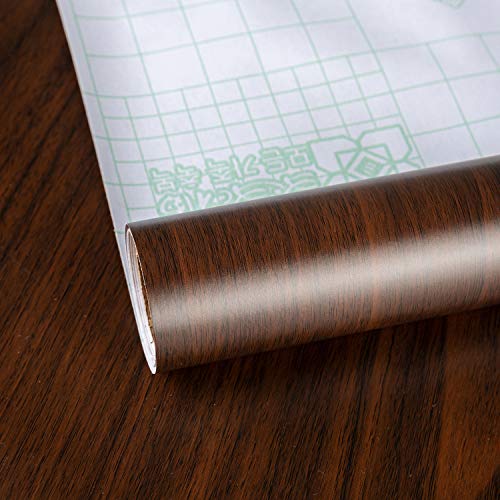TOTIO Vinyltapete mit Holzoptik, selbstklebend, Walnussholz, Holzmaserung, selbstklebende Rückseite, Kunststoff, wasserdicht, Möbelaufkleber, volle Breite, matt, dickes Kontaktpapier, 122 x 398,8 cm