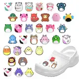 Generisch 33 Stück Squishmallow Schuh Charms Schuh-Deko für Kinder Clogs Stecker - Niedliche Tiermotive - Sicherer Halt PVC Shoe Charms für Kleinkinder