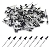 BESTYCHAO 100 Stück 4 x 8mm Aluminium-Blindnieten, Pop-Nieten mit offenem Ende, Packung mit 100 (Schwarz)